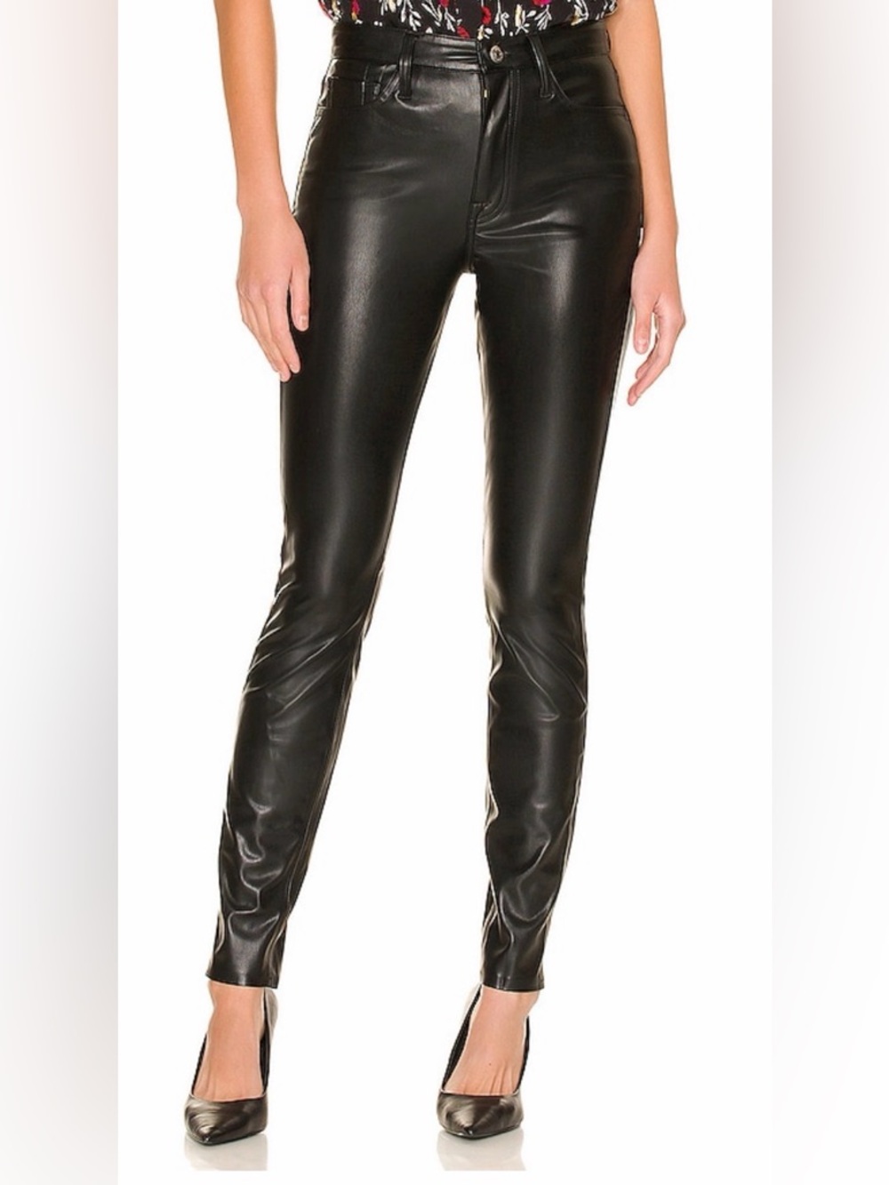7 For All Mankind Faux Leather Skinny Pants Size M Black